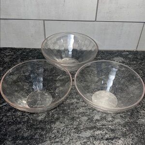 Vintage set of 3 Ice Prism clear bowls by Tupperware. Fair to good condition
